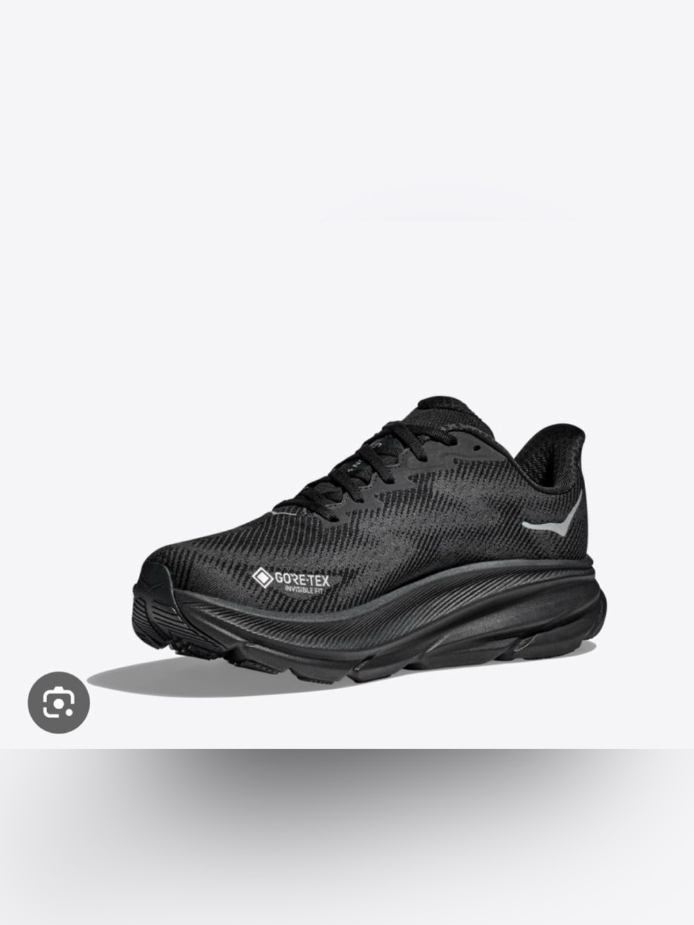 Hoka Clifton 9 GTX Black Performance Running Shoe with Gray Accents - Picture 2 of 7